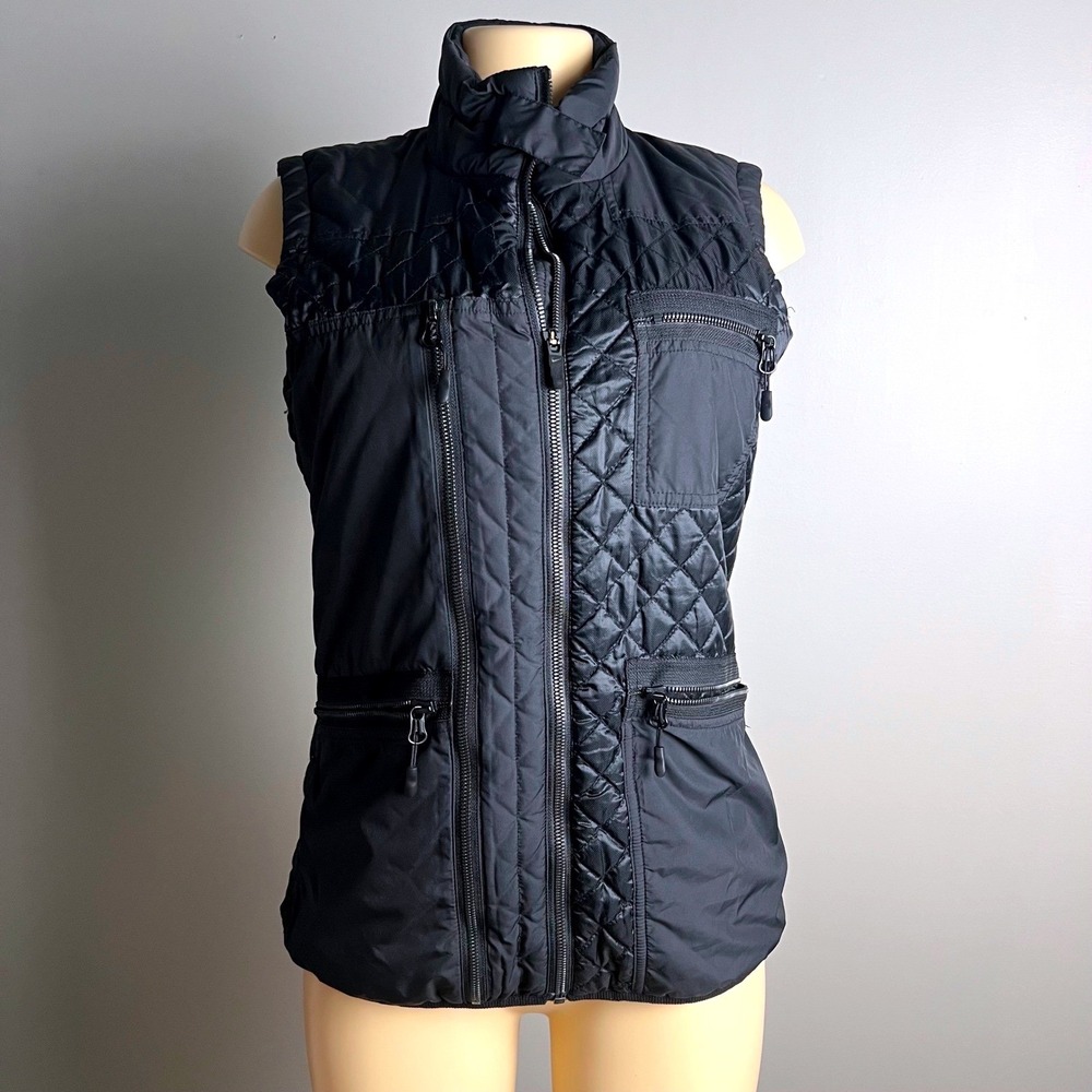 Nike Puffer Vest‎ Womens Large Quilted Full Zip Multi-Pocket Black Gorpcore Tech - Picture 2 of 9